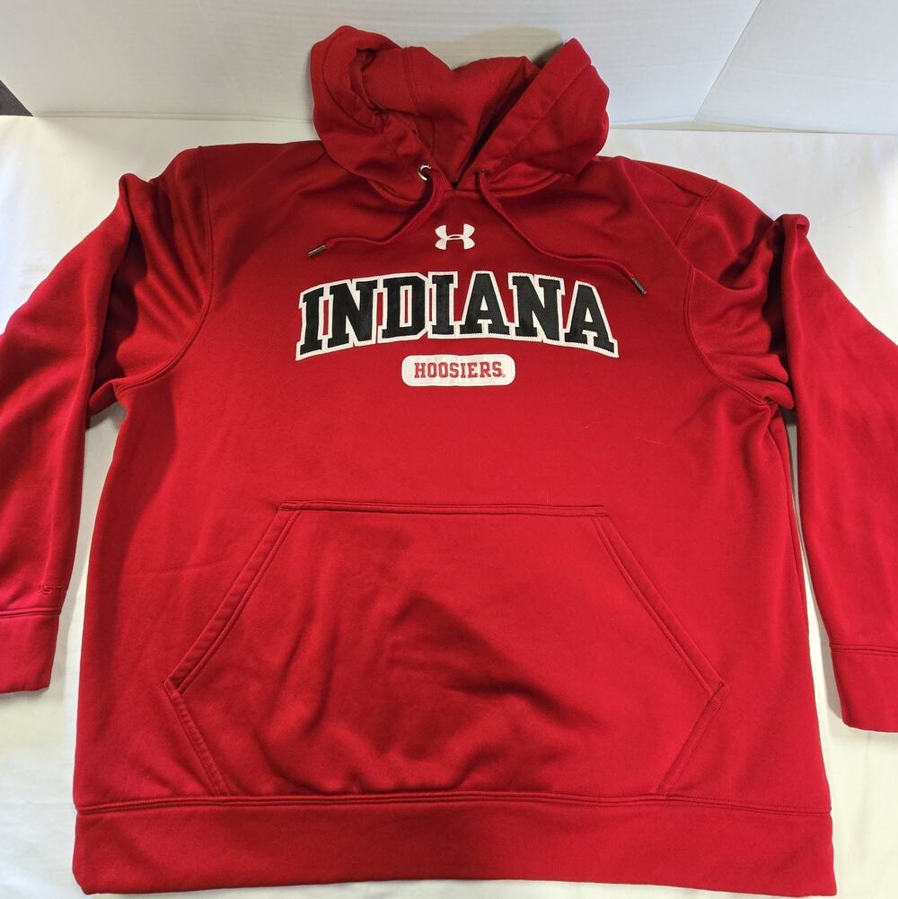 Under Armour Indiana Hoosiers Hooded Sweatshirt Mens LARGE Loose 100% Polyester